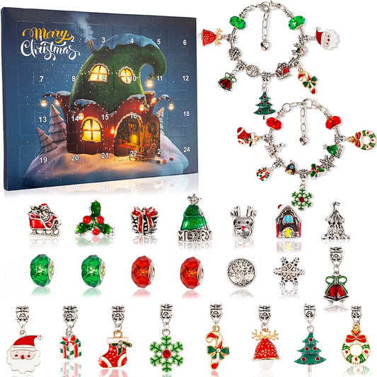 24 Pcs DIY Christmas Advent Calendar Bracelets Set FREE Shipping