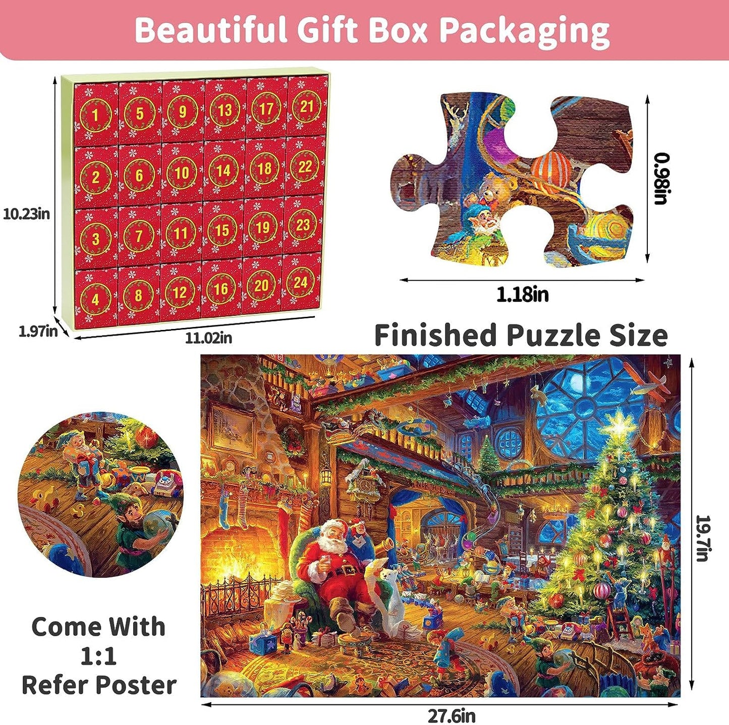 Advent Calendar Christmas Jigsaw Puzzles FREE Shipping