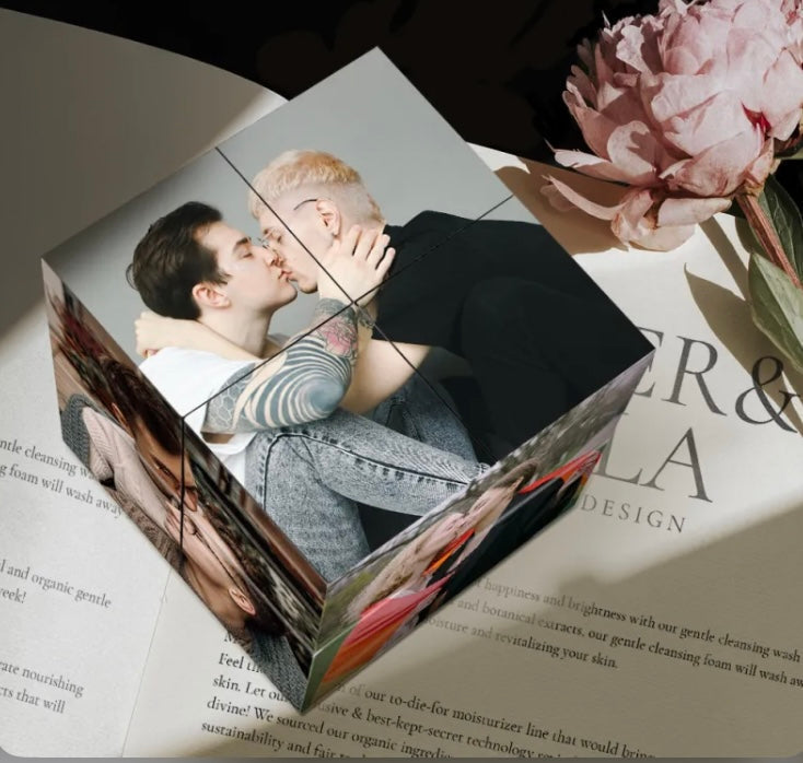 Custom Photo Cube Multiphoto Cube What I Feel for You is Love