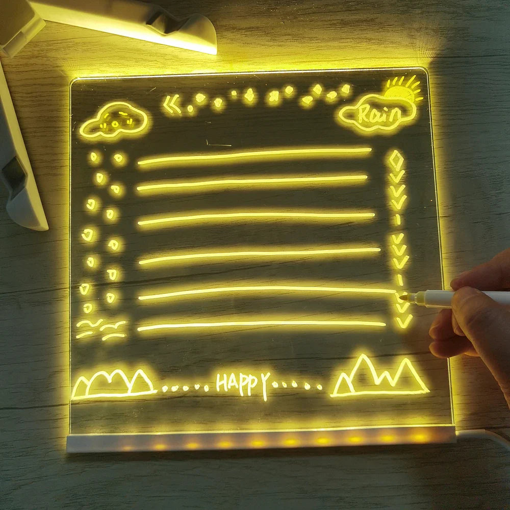 Creative Rewritable Acrylic LED Message Board - （come with 7 Pens) FREE Shipping