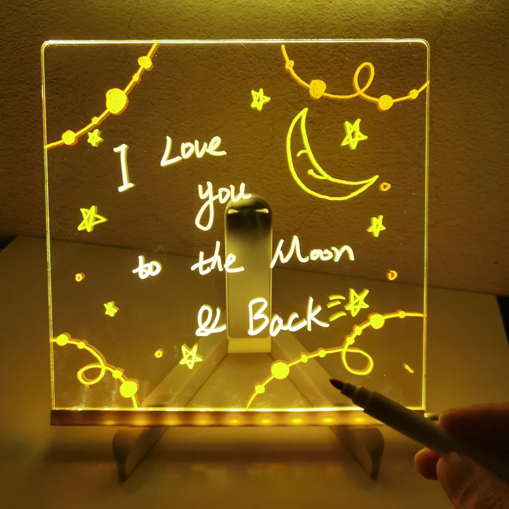 Creative Rewritable Acrylic LED Message Board - （come with 7 Pens) FREE Shipping