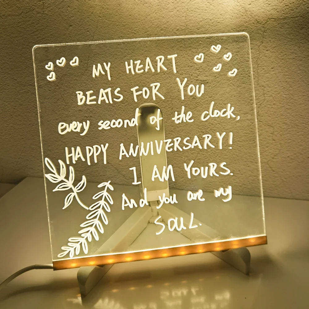 Creative Rewritable Acrylic LED Message Board - （come with 7 Pens) FREE Shipping