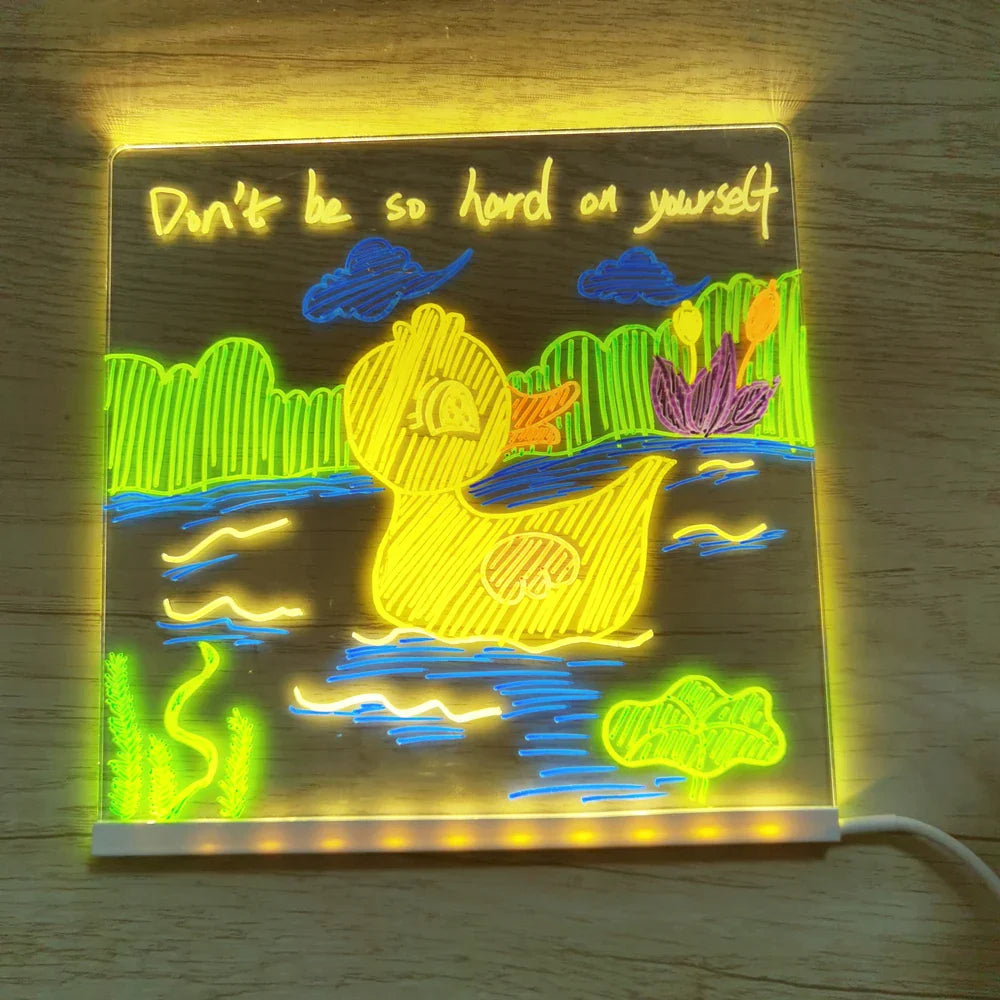 Creative Rewritable Acrylic LED Message Board - （come with 7 Pens) FREE Shipping