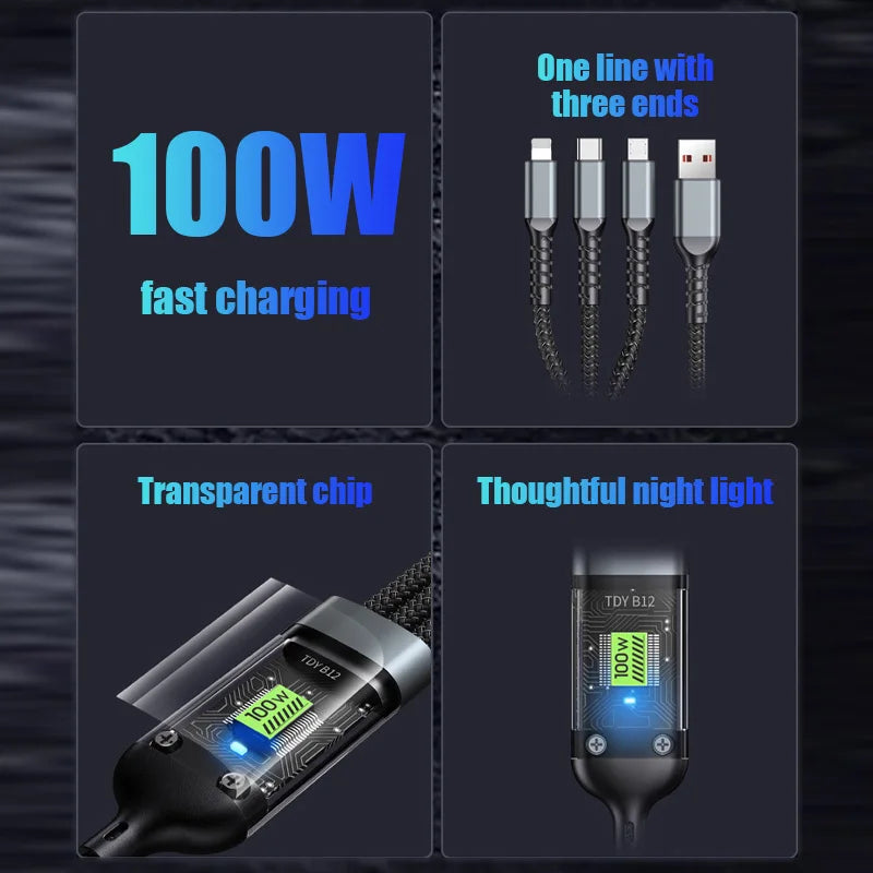 Transparent Luminous 3-in-1 Super Fast Charging