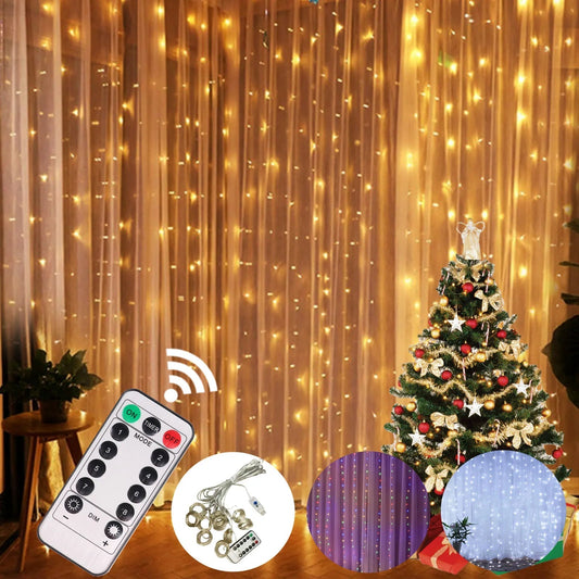 3M Christmas Ornament LED Fairy String Curtain Lights Garland Festoon Christmas Decor