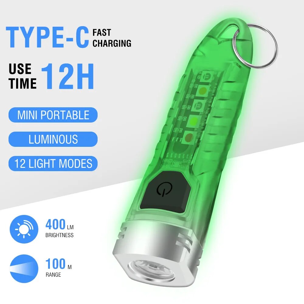 LED Keychain Portable Fluorescent EDC Flashlight Work Light