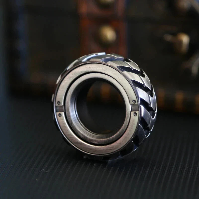 Dual Function Stainless Steel Motorcycle Tire Fidget Ring