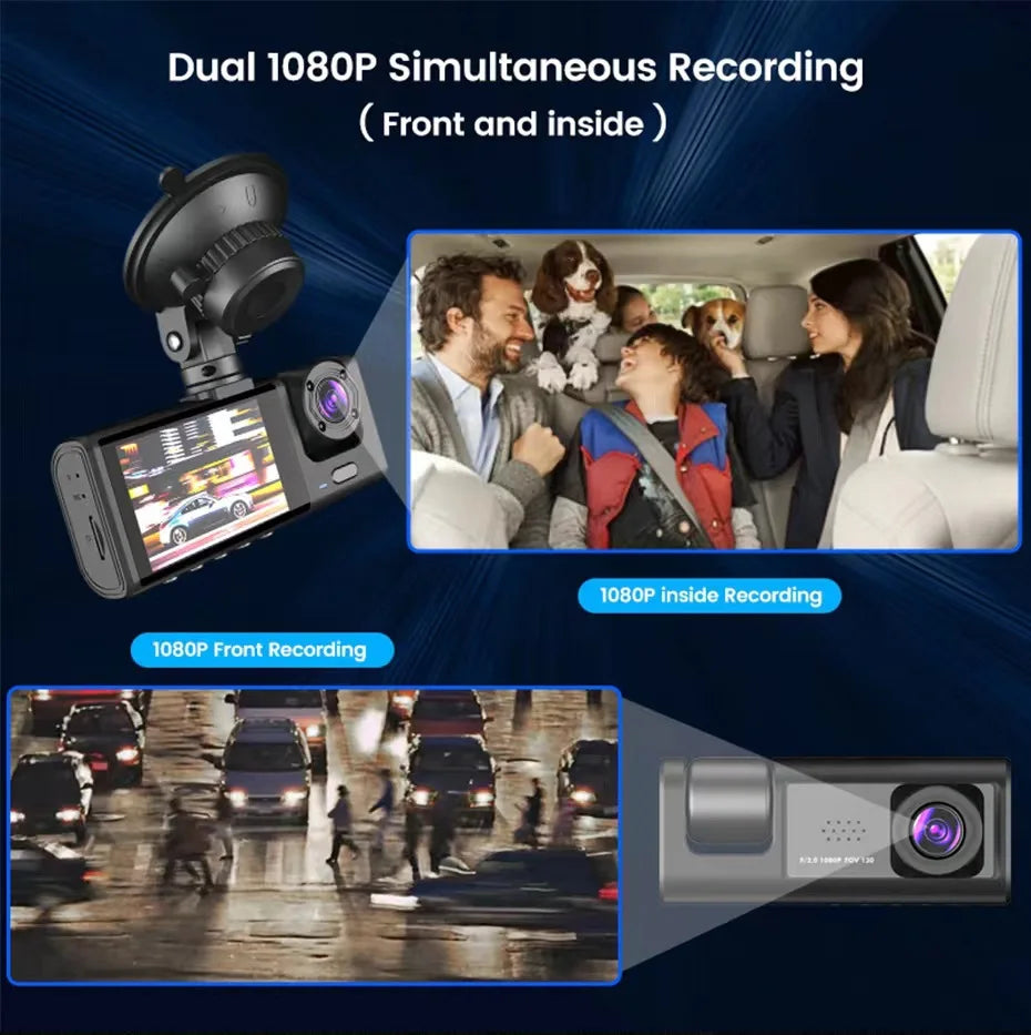 2-Inch Screen Wifi Link 1080P HD Dashcam with Night Vision 2/3 Lenses FREE Shipping