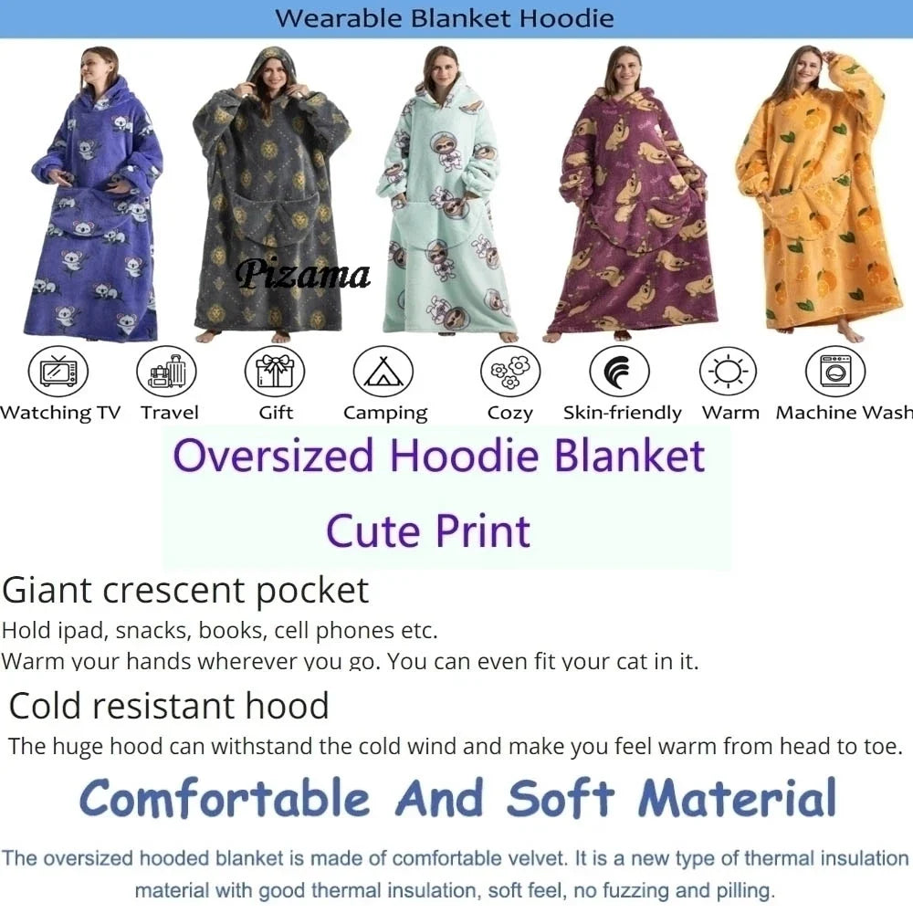 Wearable Blanket Hoodie, Oversized Sherpa Hooded Blanket Sweatshirt with Pocket, Super Warm and Cozy Hoodie Blanket FREE Shipping