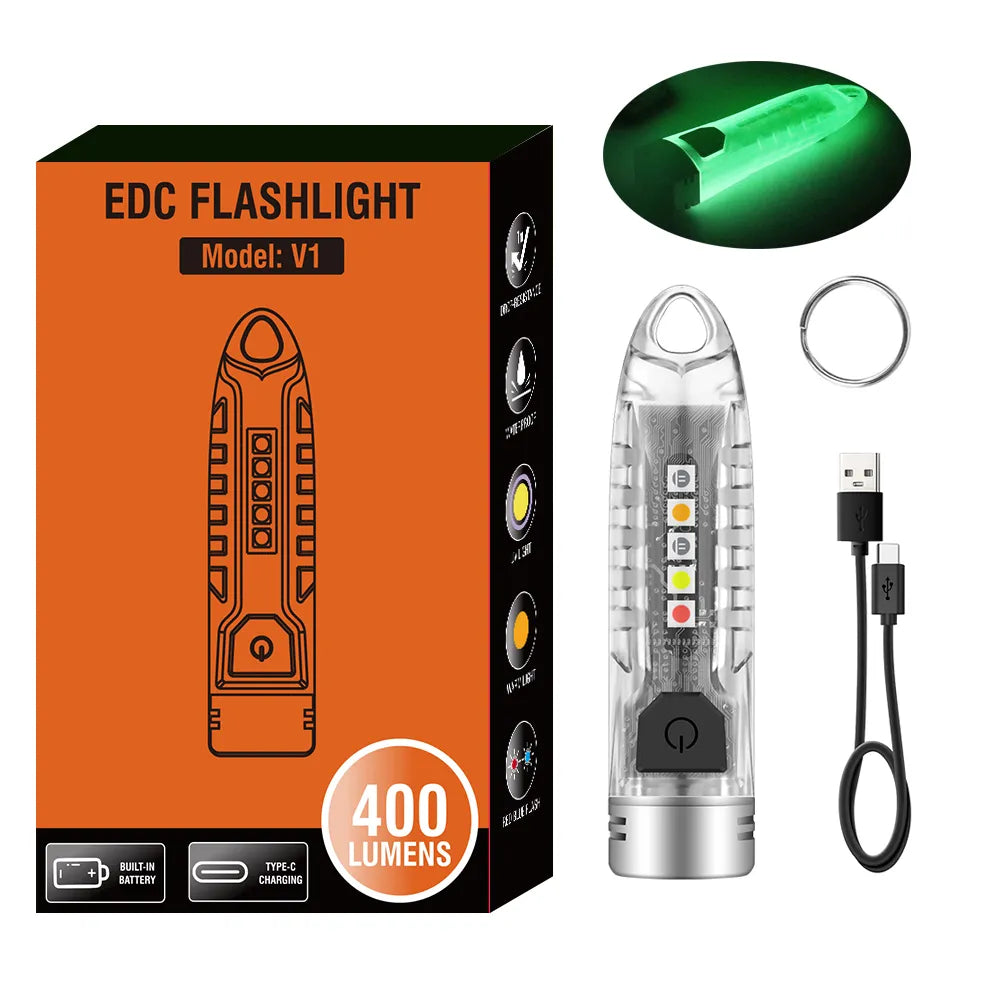 LED Keychain Portable Fluorescent EDC Flashlight Work Light