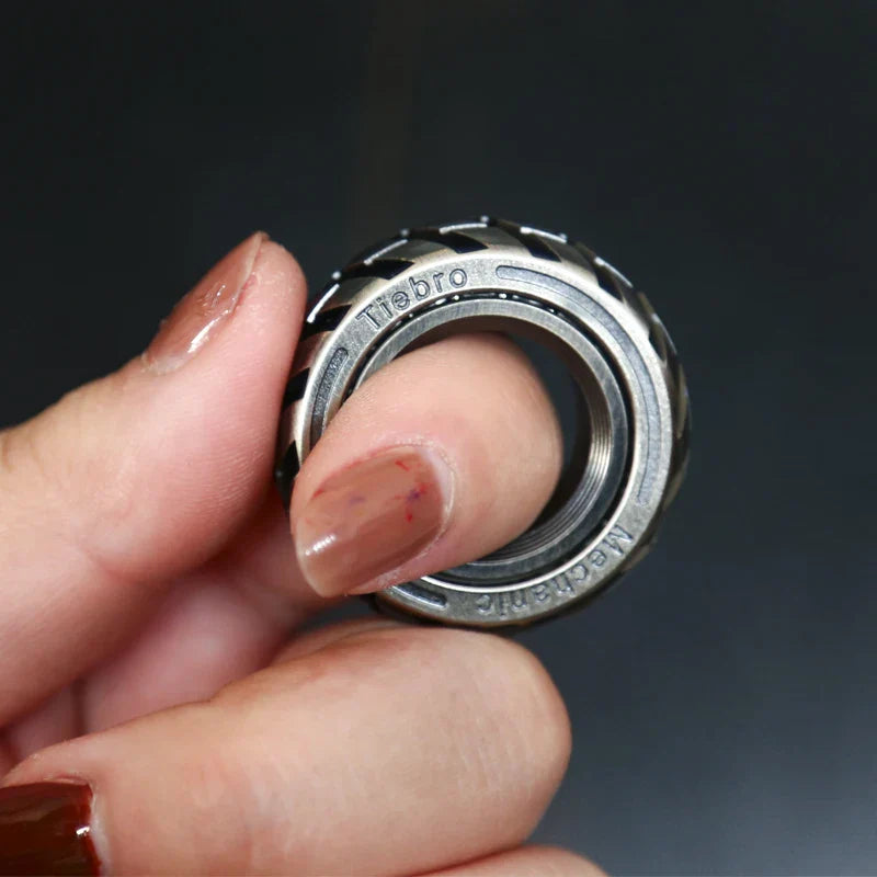 Dual Function Stainless Steel Motorcycle Tire Fidget Ring