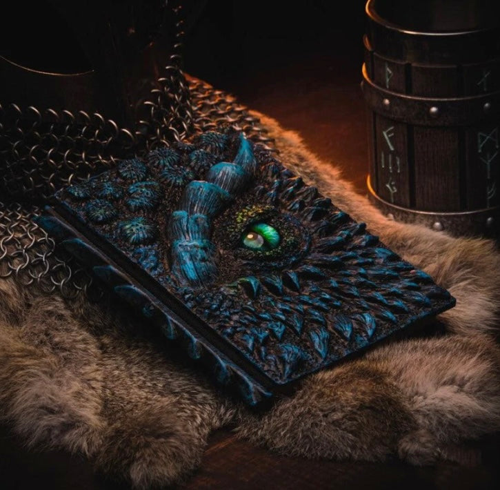 GLORIOUS 3D DRAGON JOURNAL BOOK - HAND PAINTED