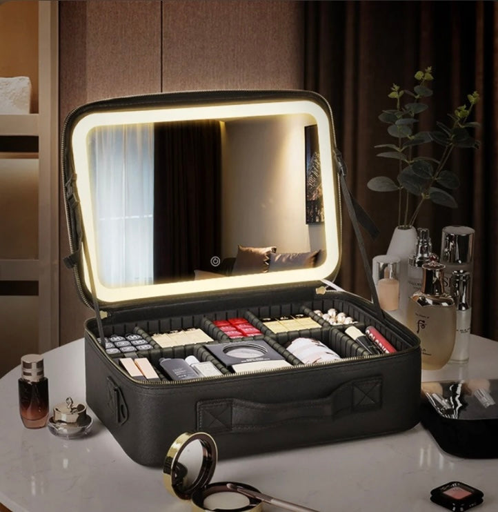 Makeup bag with LED Mirror