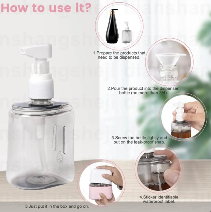 Mini Shampoo Dispenser Portable Travel Bottle Set