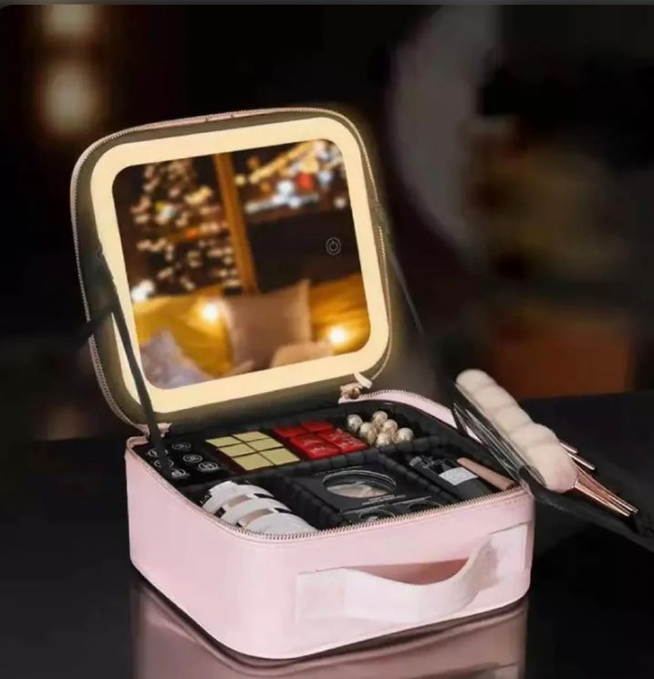 Makeup bag with LED Mirror