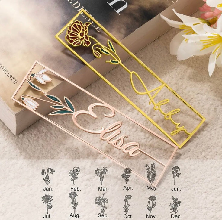 CUSTOM BIRTH FLOWER NAME BOOKMARK