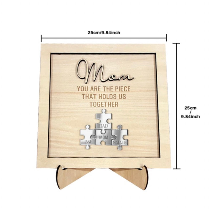 You Are the Piece That Holds Us Together Personalized Mom Puzzle Plaque Mother's Day Gift