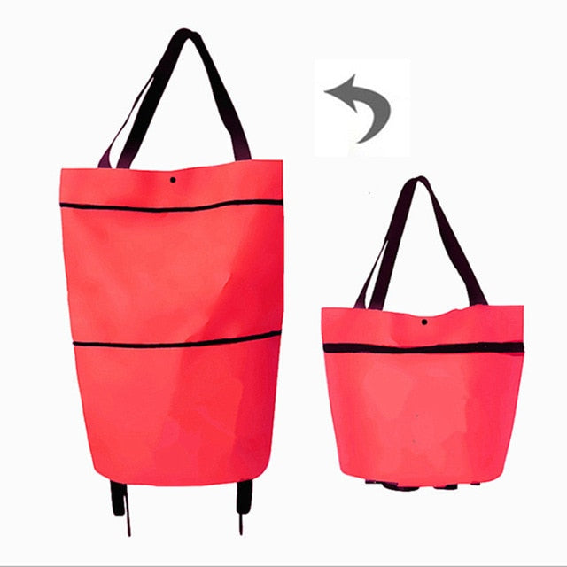 Dolly Lightweight Foldable Reusable Rolling Shopping Trolley Tote Bag with Wheels