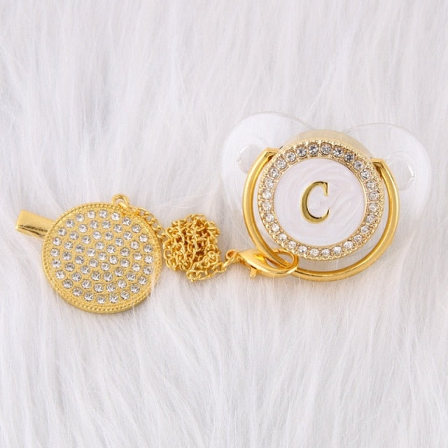 LETTER PEARL CRYSTAL PACIFIER