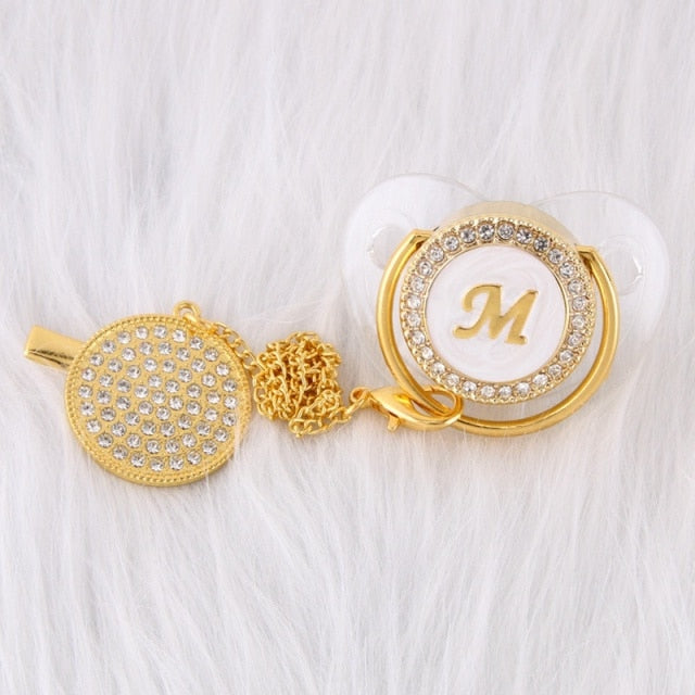 LETTER PEARL CRYSTAL PACIFIER