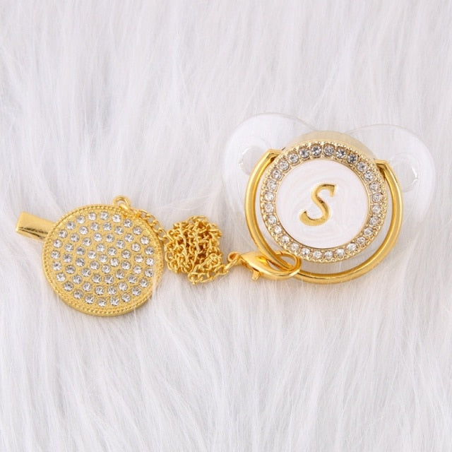 LETTER PEARL CRYSTAL PACIFIER