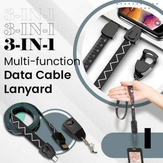 3-in-1 Multi-function Data Cable Lanyard