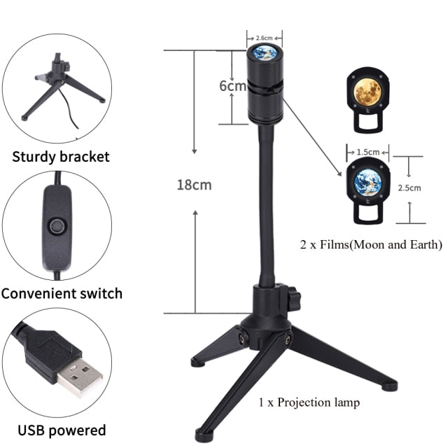 MOON EARTH PROJECTION LED LAMP